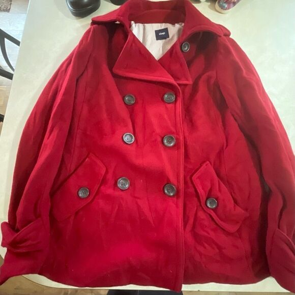 Women’s Gap Red Peacoat Coat wool Jacket size Large L - Picture 1 of 5